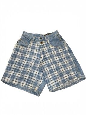Vintage Y2K Switch USA Plaid Patchwork High-Rise Jean Shorts Size 3 (0/1)